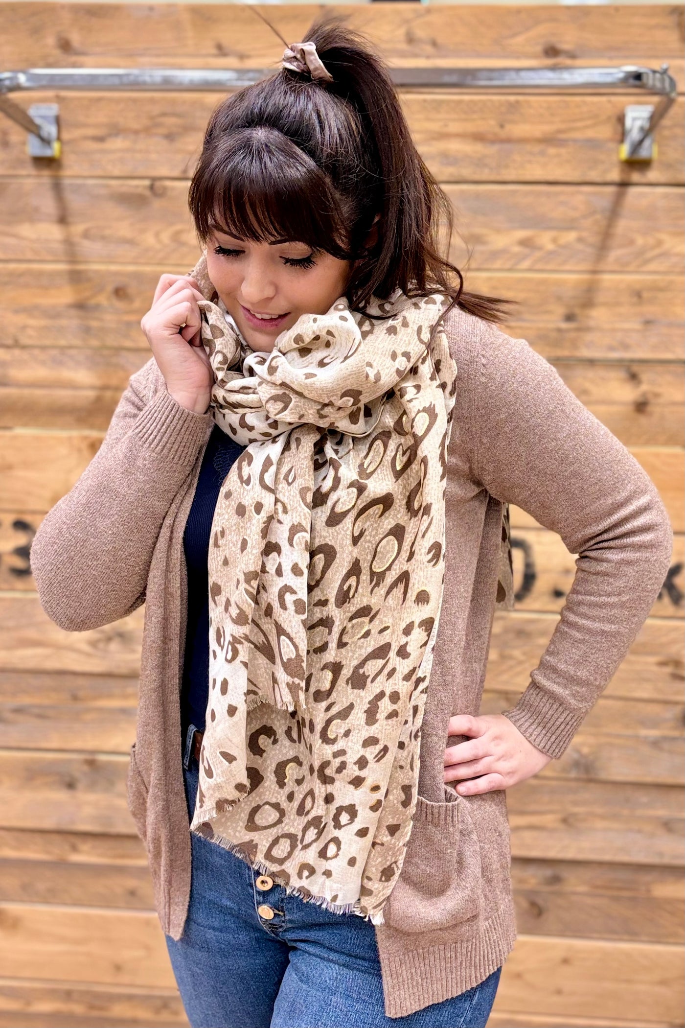 Foulard Léopardie Beige (14806448668997)