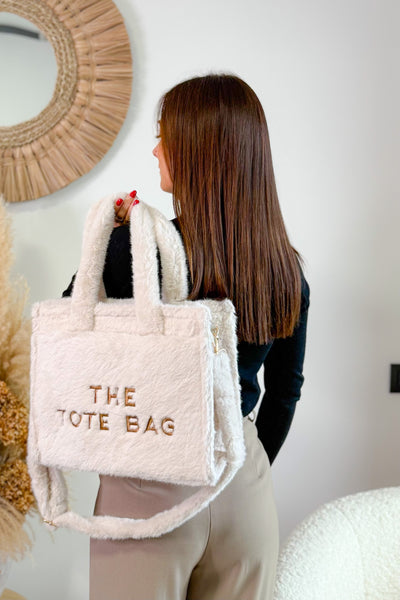 Tote Bag Fourrure Beige/Choco Rigide (15297644757317)