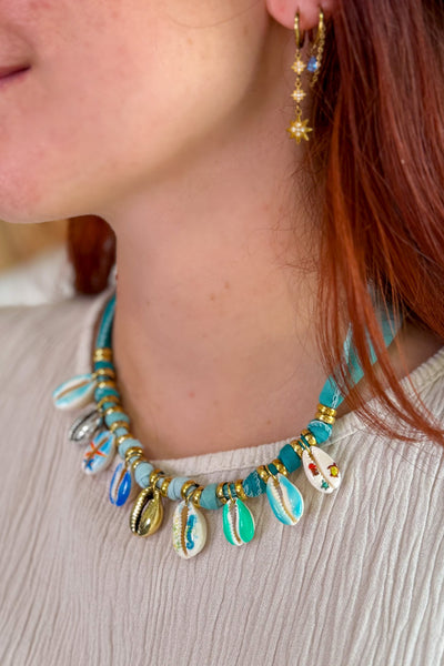 Collier Breloques Coquillages Turquoise (15104323912005)