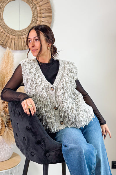 Gilet Bouclette Blelinda Greige