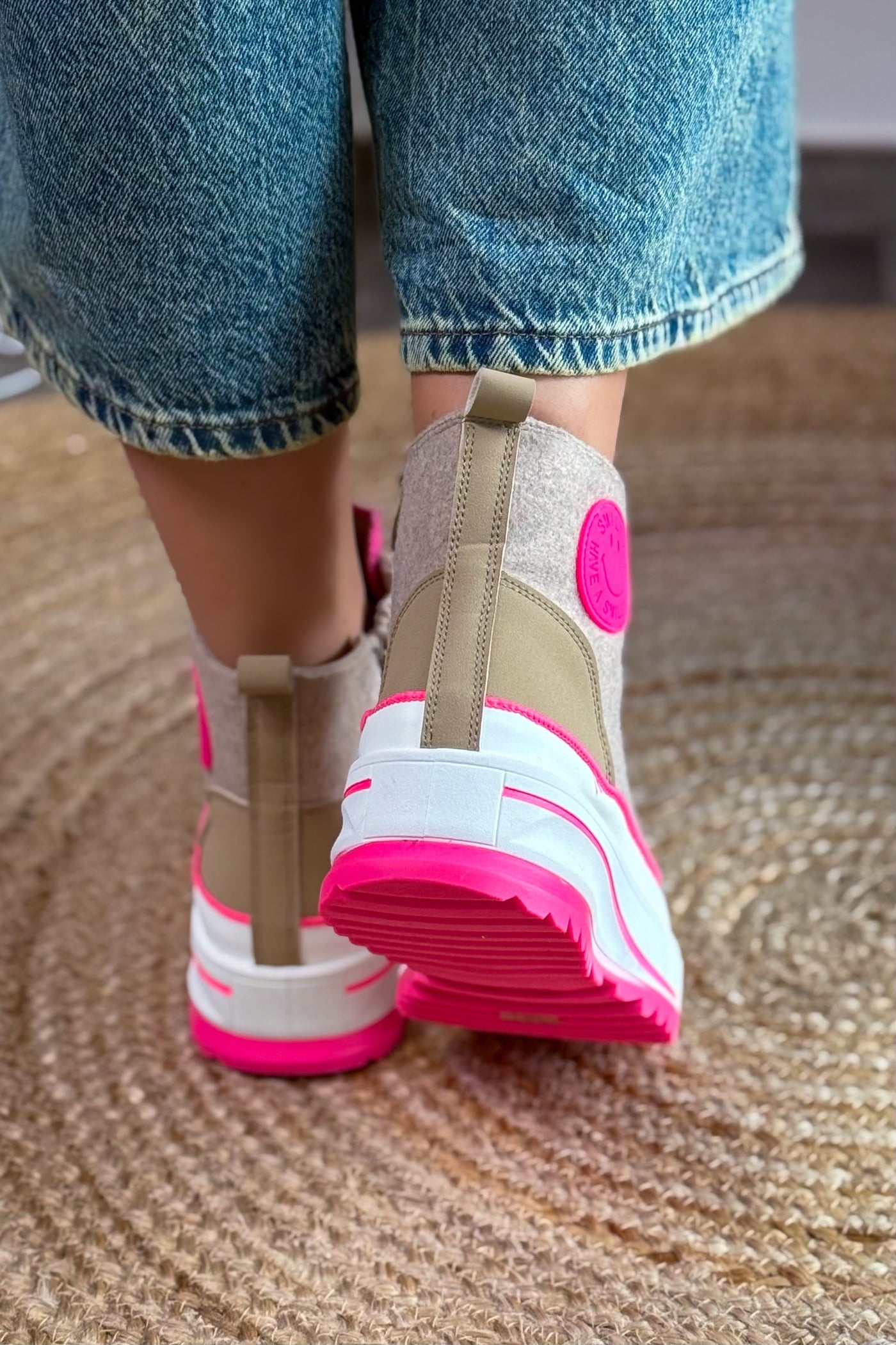 Basket Compensée Bi Matières Taupe