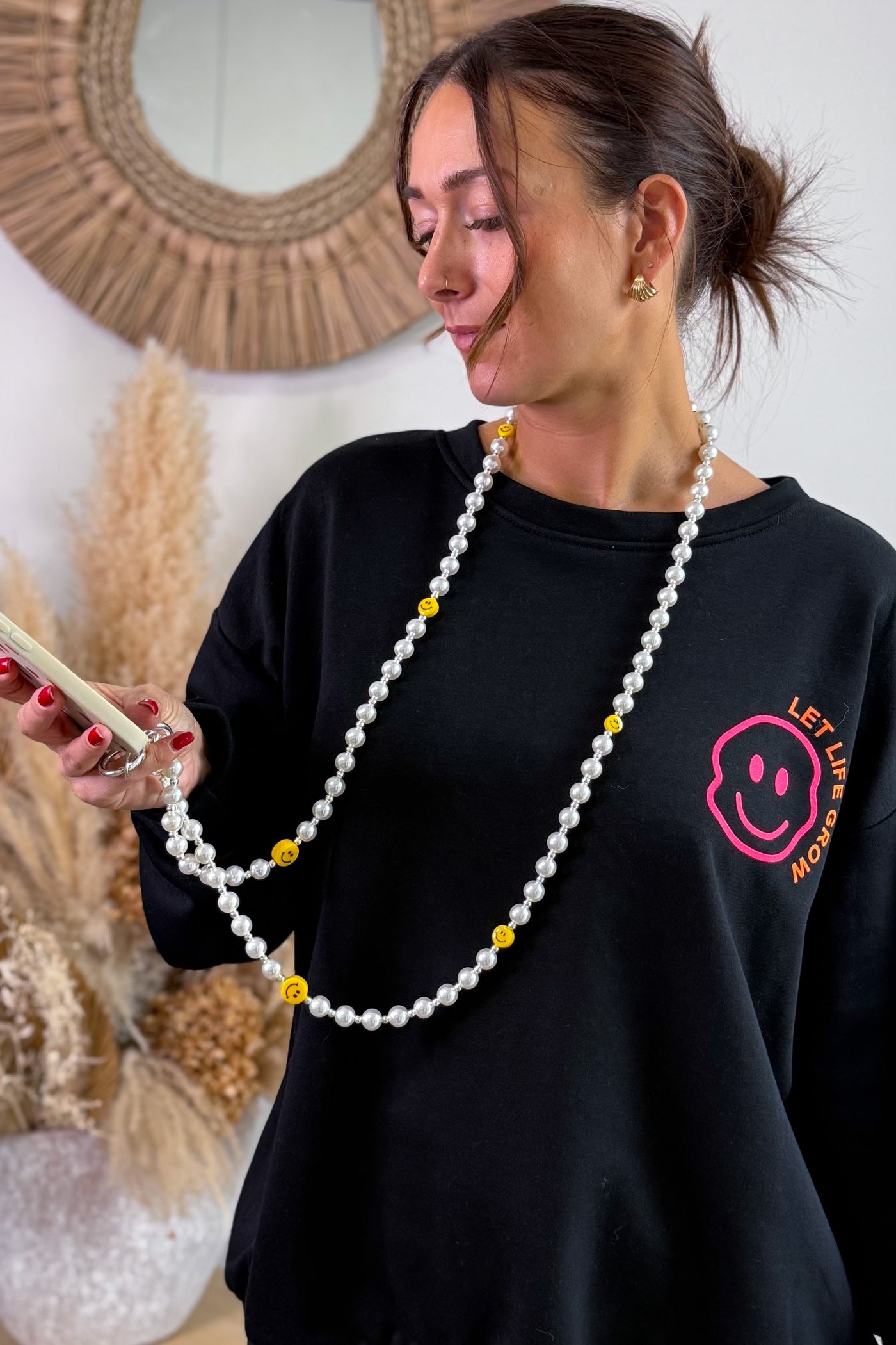 Collier De Téléphone Perle Et Smiley (15314917884229)