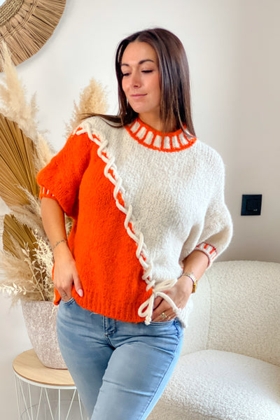 Pull Soléria Bicolore Orange (8832591135045)