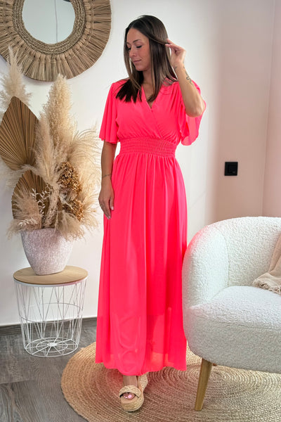 Robe longue Lilibeth rose fluo (15019031953733)
