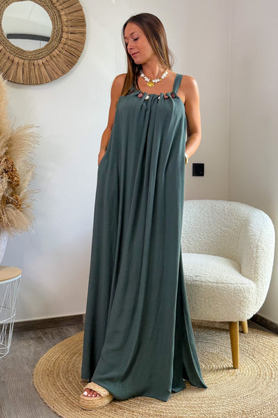Longue Robe Manie Vert De Gris (15156923760965)