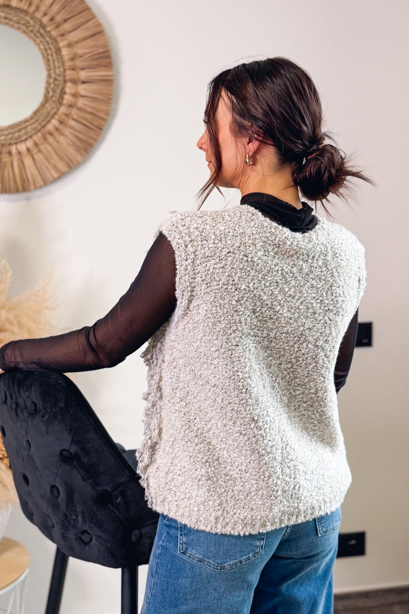 Gilet Bouclette Blelinda Greige