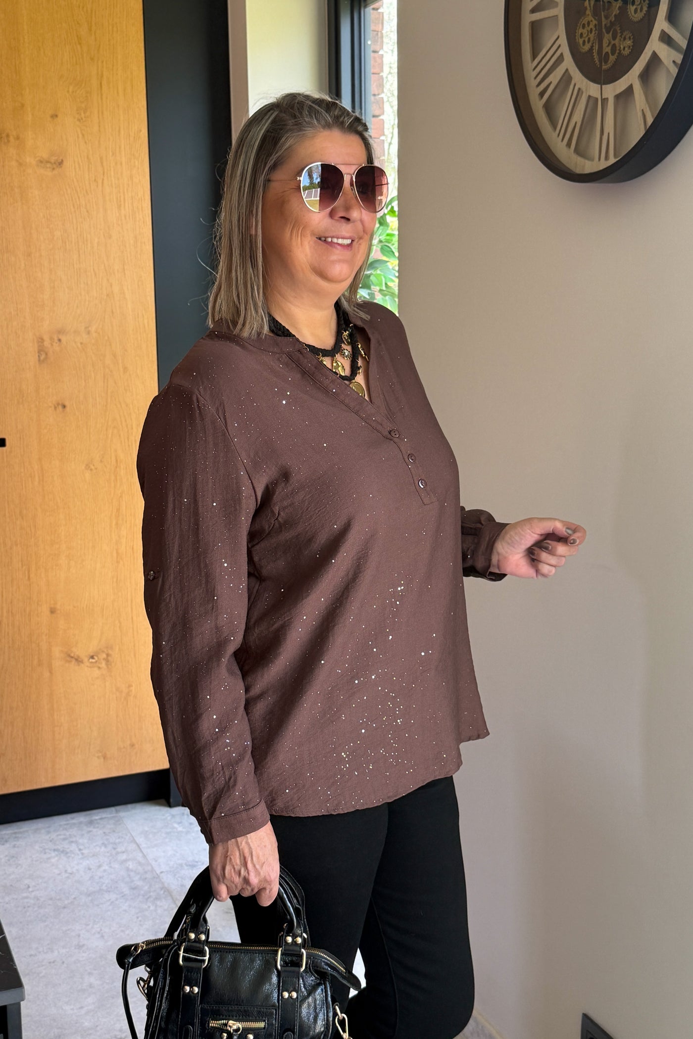 Blouse Stacey Choco à Paillettes GT