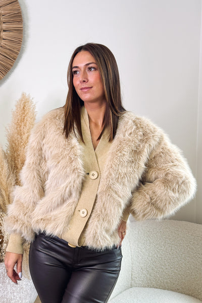 Gilet Fausse Fourrure Simone Beige (14836818084165)