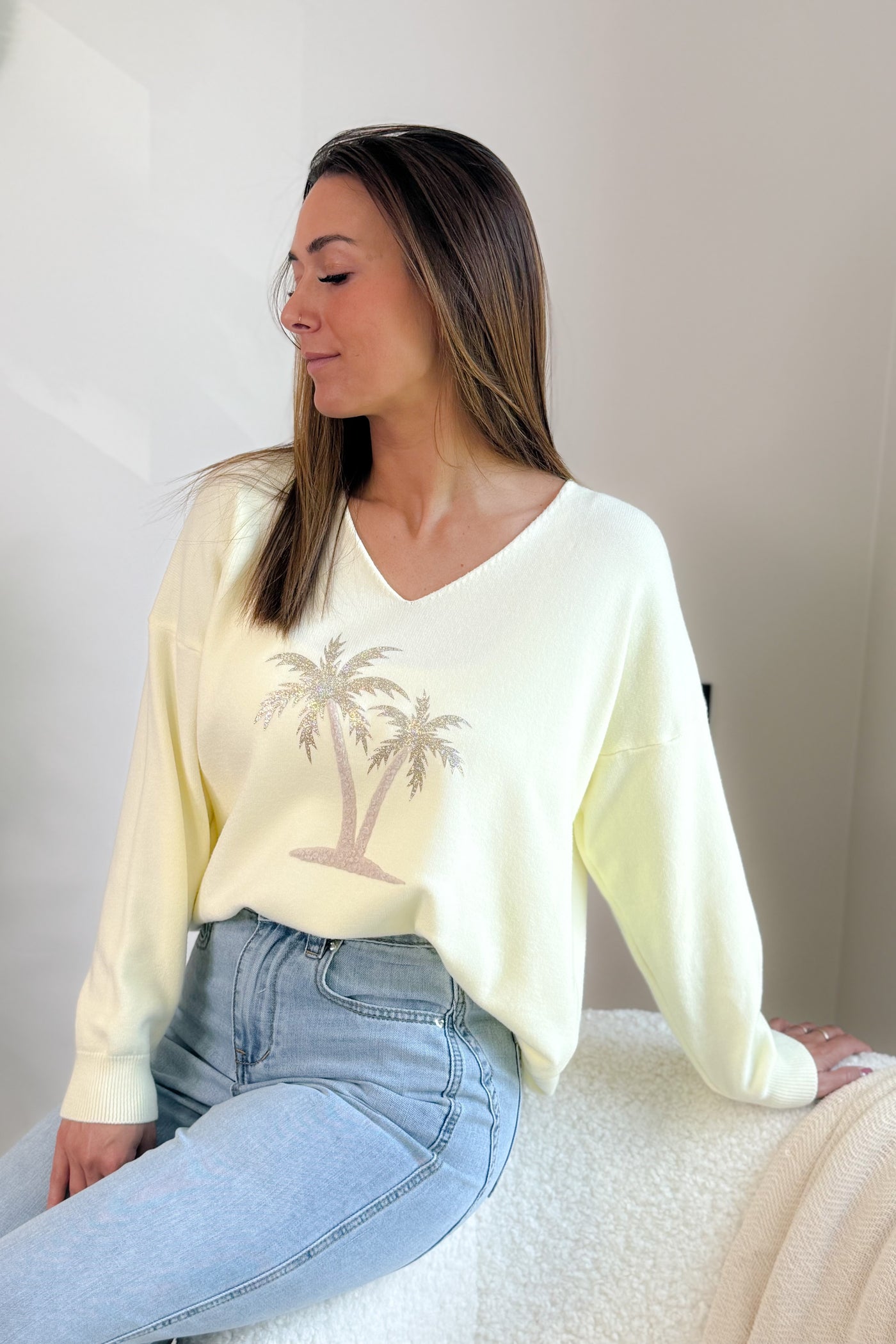 Pull Palmier Jaune Clair (15046803161413)