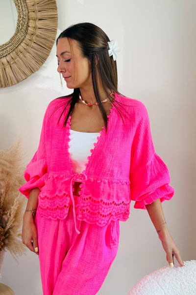 Gilet Gaze De Coton Anastasie Rose Fluo (15054670659909)