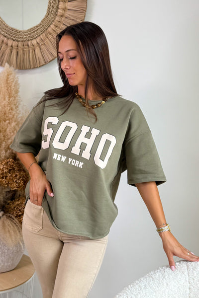 Sweat Manches Courtes " Soho" Kaki (15255569203525)