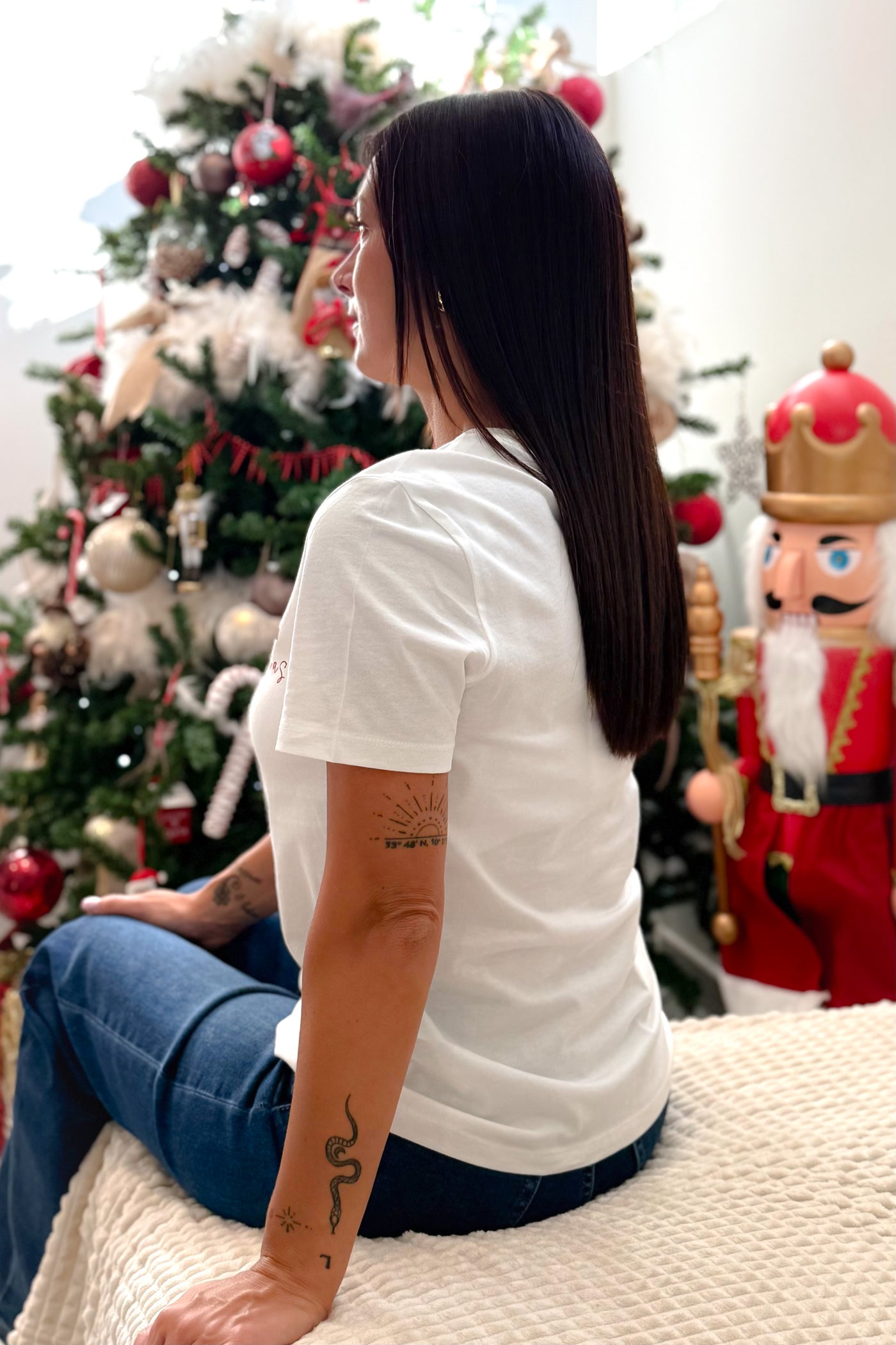 T-Shirt De Noël "I Love Christmas" Blanc ONLY