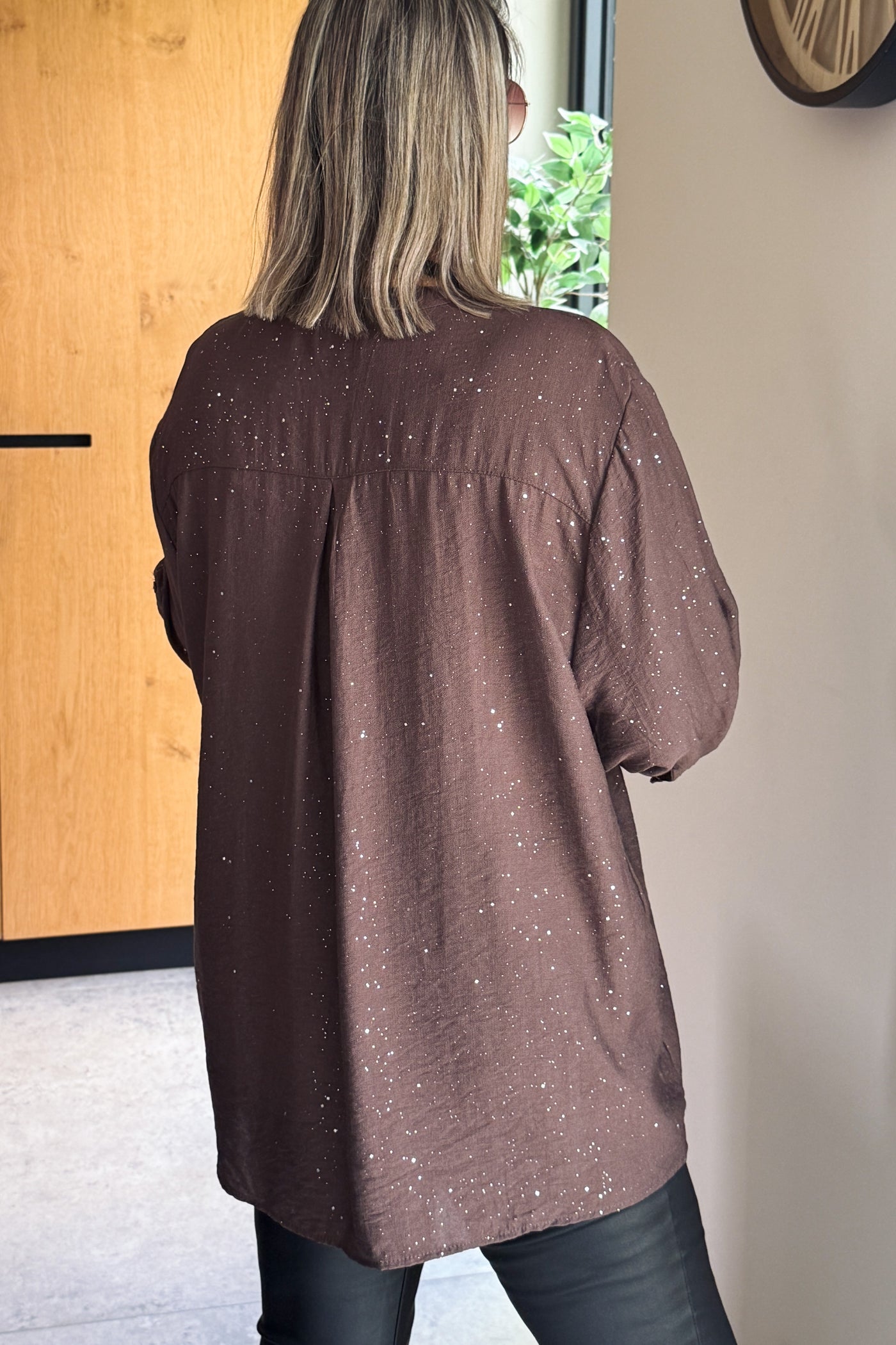 Longue Blouse Stacey Choco à Paillettes GT