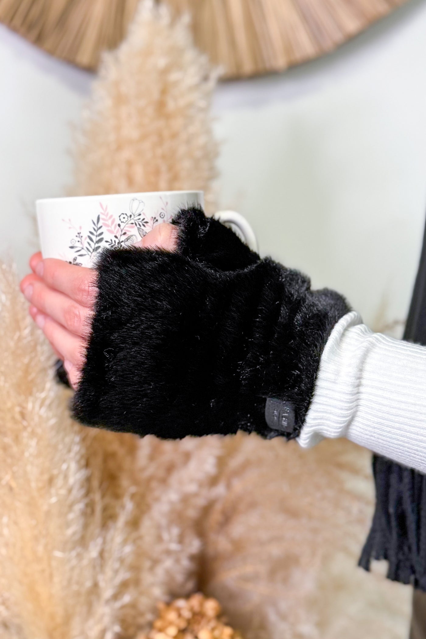 Mitaine Litzie Fausse Fourrure Noir