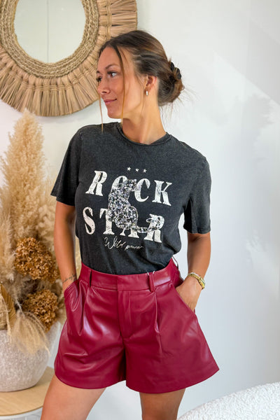 T-shit Lucy "Rock Star" Noir Délavé Only (15198327734597)
