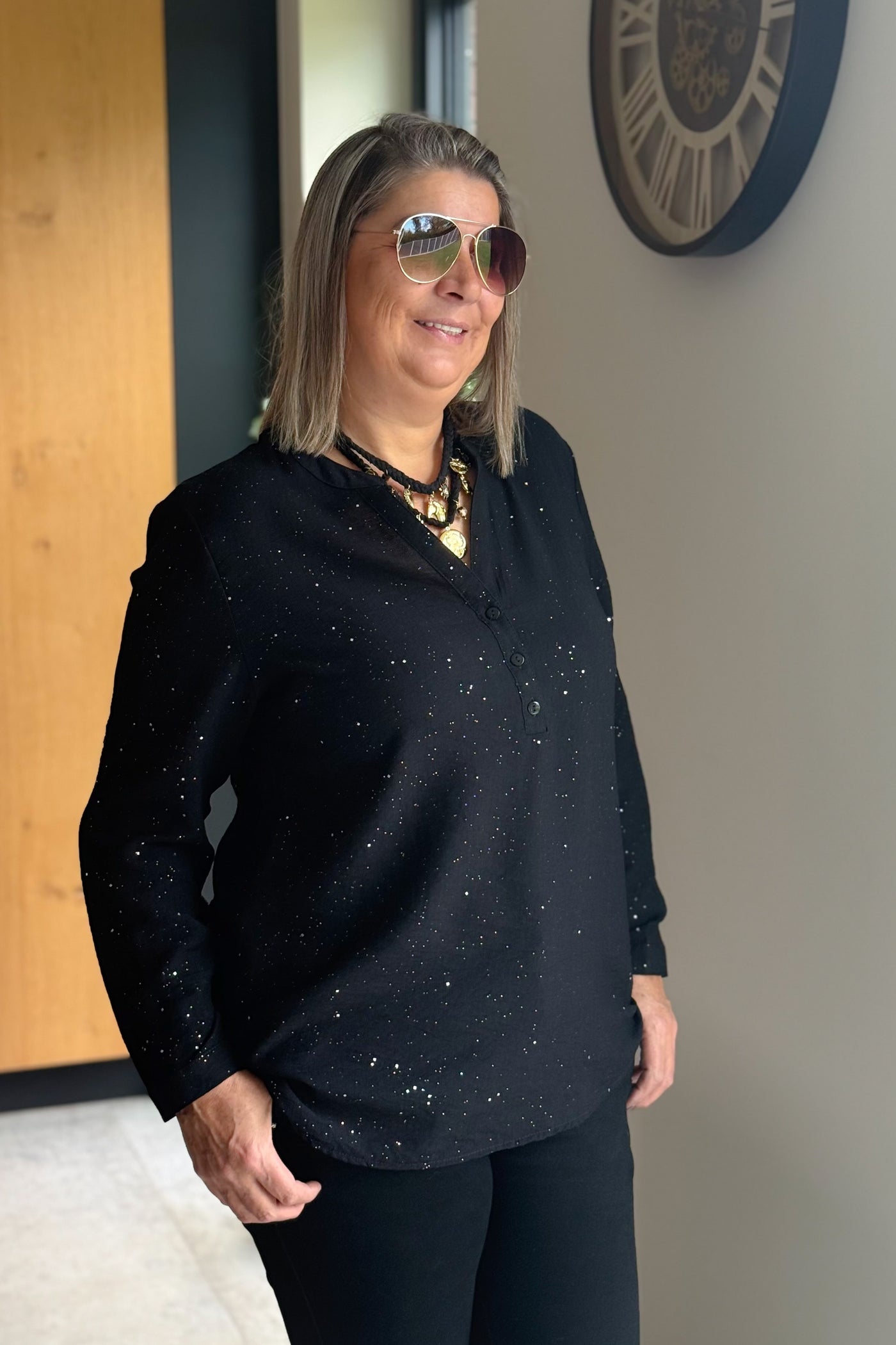 Blouse Stacey Noir à Paillettes GT