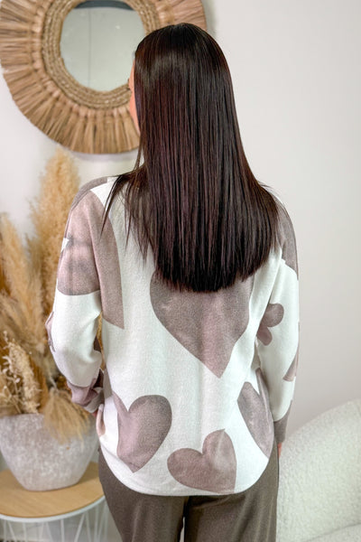 Pull " Coeurs" Blanc/Choco