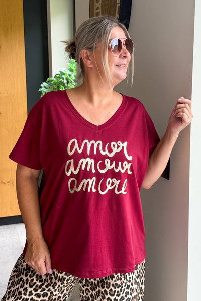 T-Shirt " Amour Amour Amore" Bordeaux GT (15288588075333)