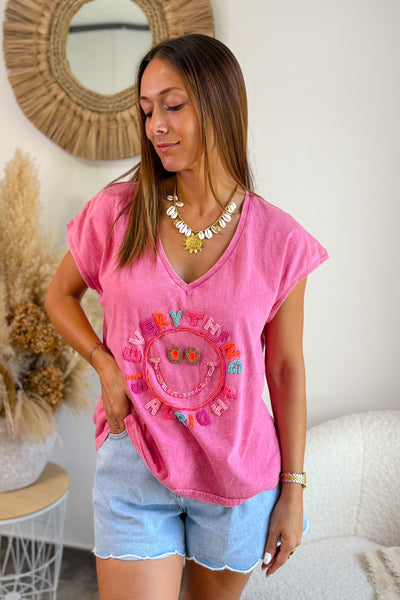 T-Shirt " Smile" Fuchsia (15157117452613)