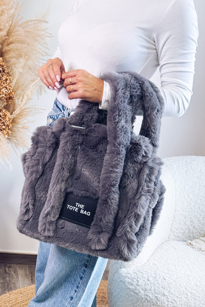 The Tote Bag Fourrure Gris Anthracite (15266007941445)