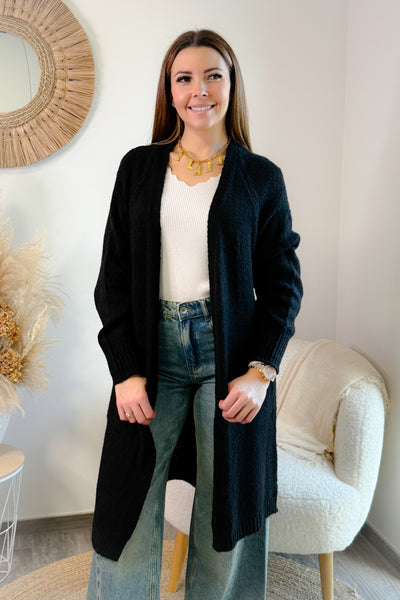 Long Gilet Smiley Noir