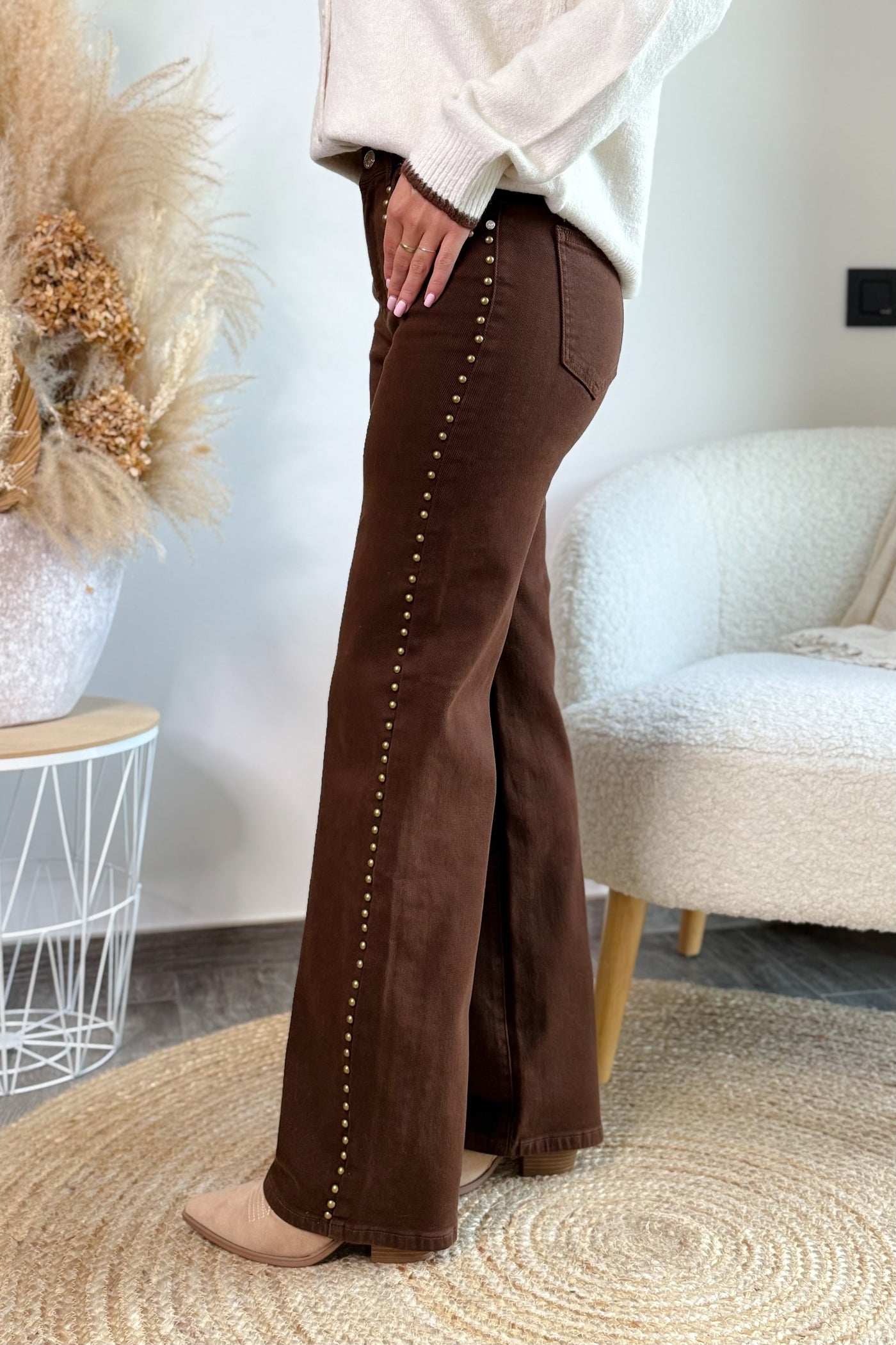 Jeans Wide Leg A Clous M7260K-I2 Choco