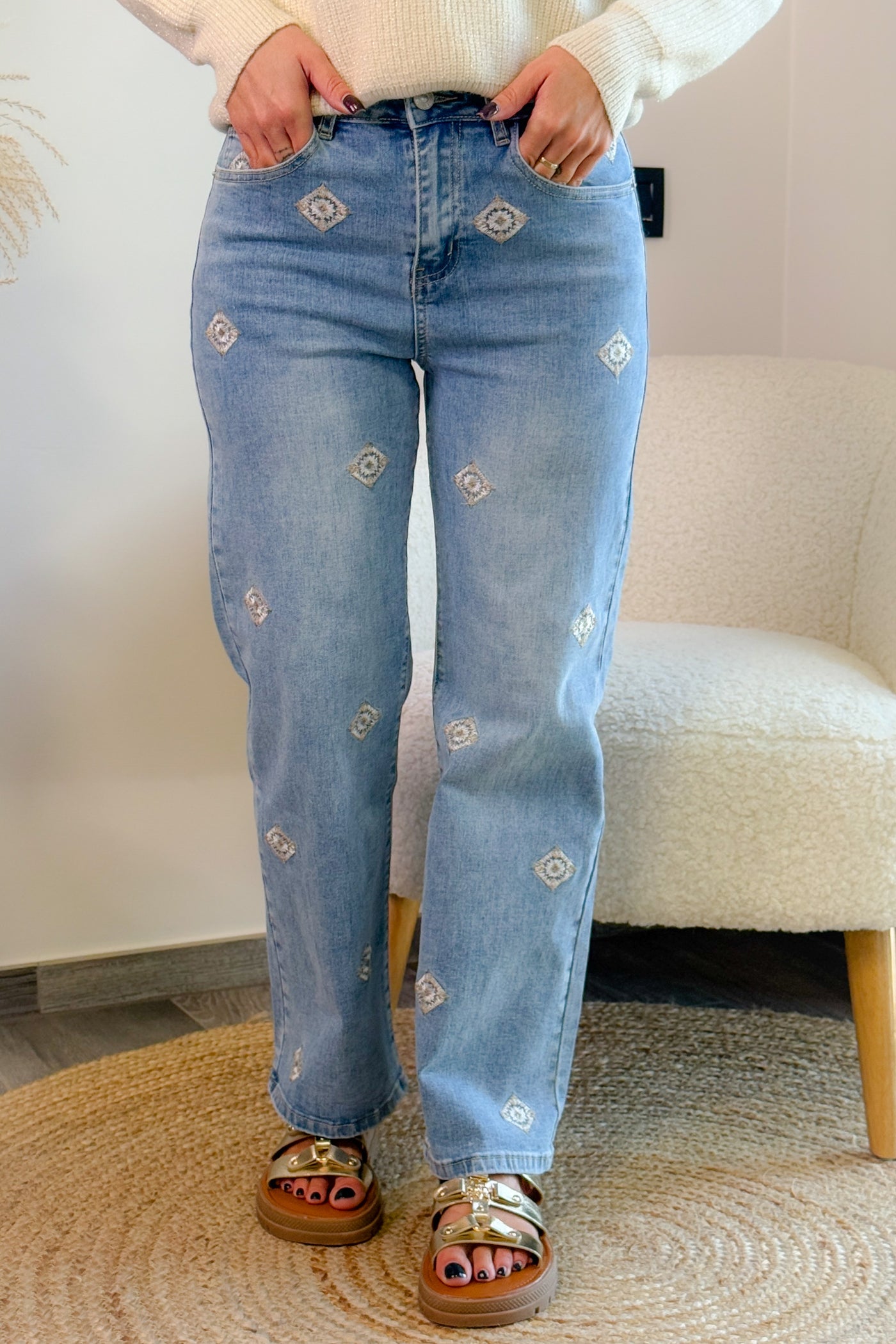 Jeans Wide Leg Eloïne Bleu (14874130252101)