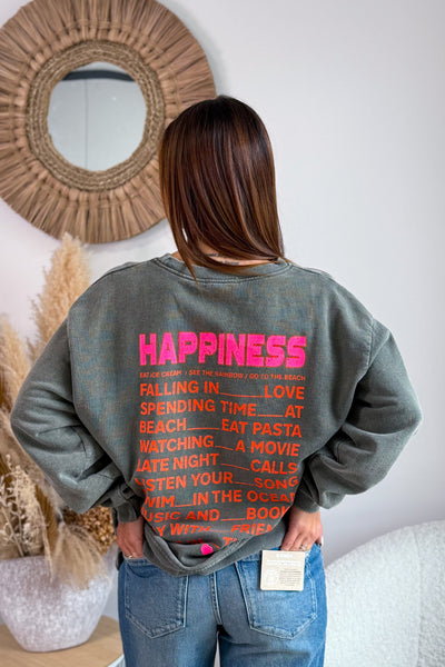 Sweat "HAPPINESS" Kaki (15173642912069)