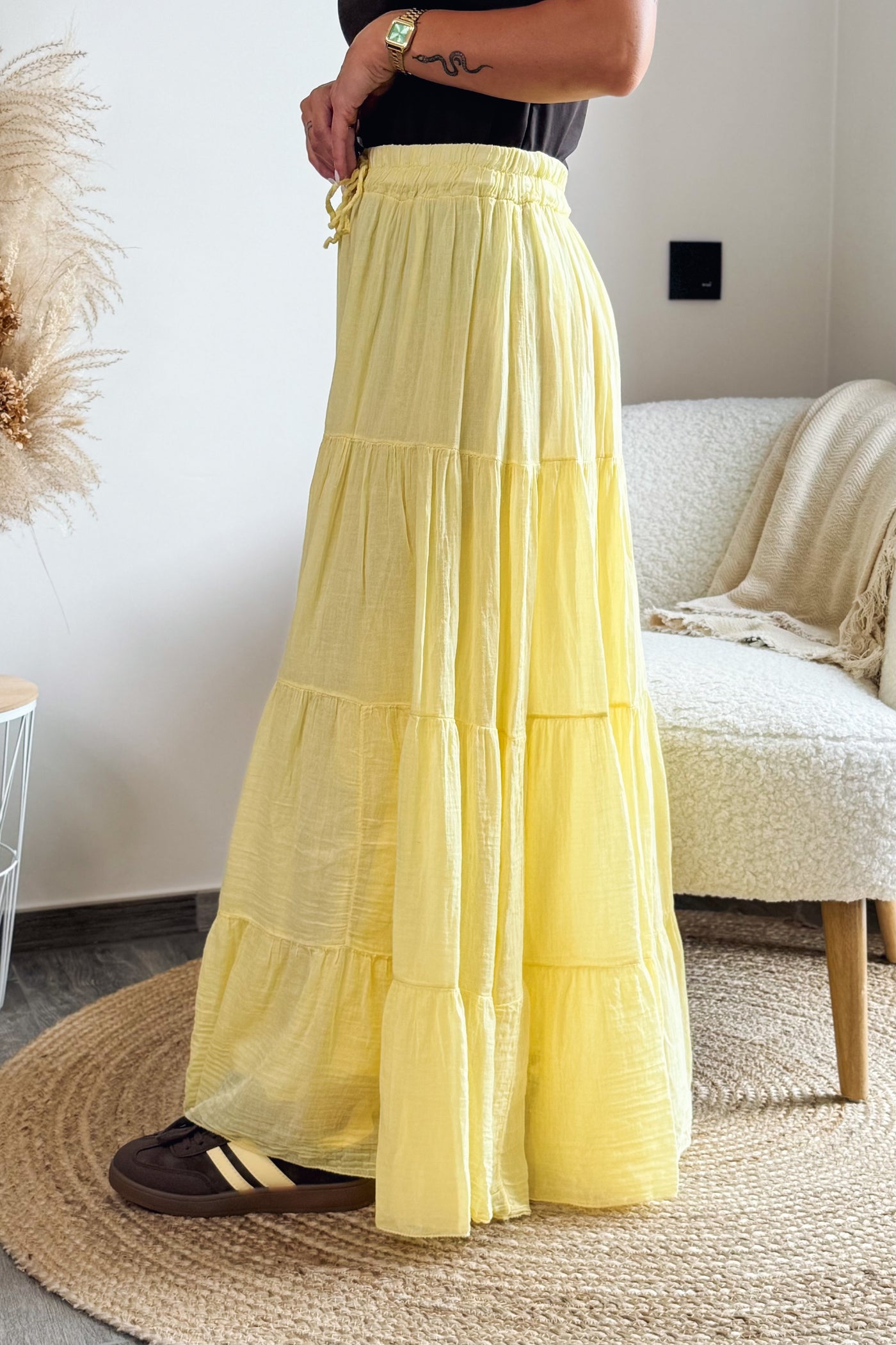 Jupe Longue Tigana Jaune Unie (15172818960709)