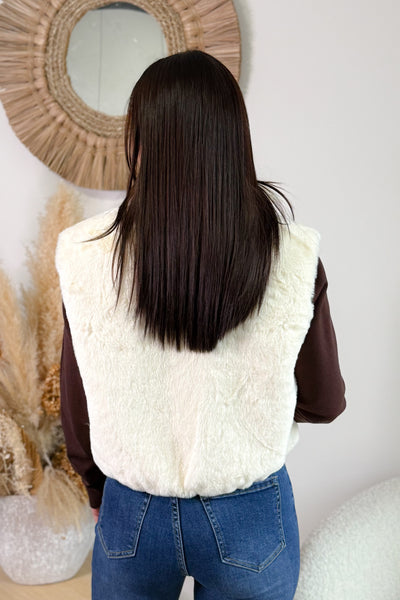 Gilet Sans Manches Fausse Fourrure Esther Ecru