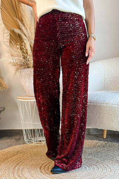 Pantalon Ivyna Bordeaux Sequin (14782718247237)