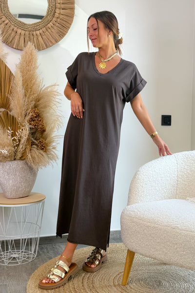 Longue Robe T-shirt Marike Choco (15197831528773)