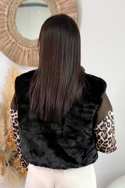 Gilet Sans Manches Fausse Fourrure Esther Noir
