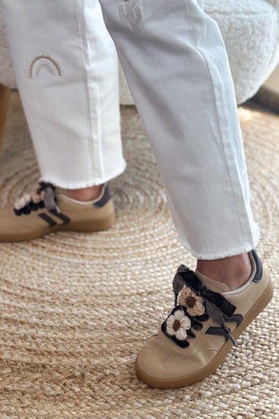 Baskets Addix Beige Lacet Fleur (15156756152645)