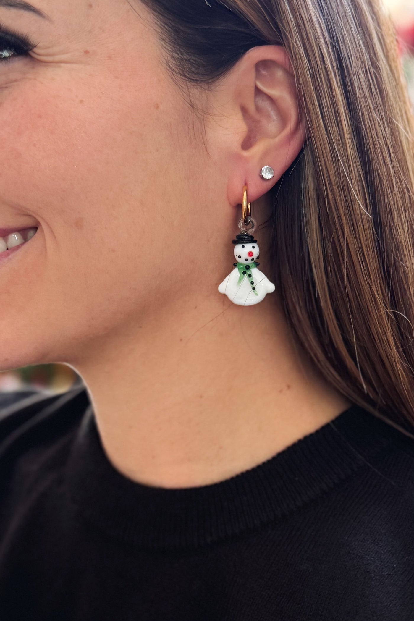 Boucle D'Oreille De Noël Bonhomme De Neige