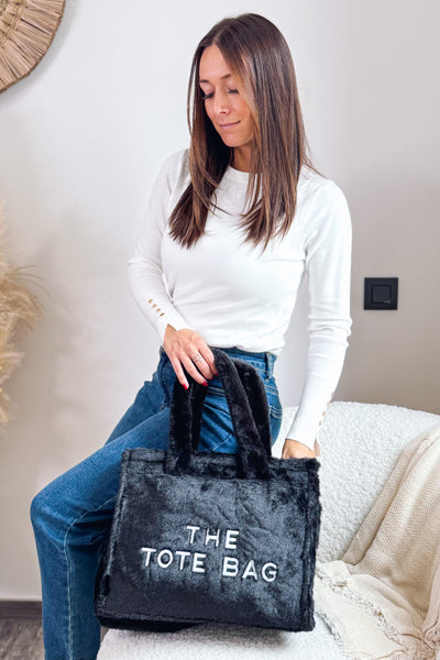 Tote Bag Fourrure Noir Rigide (15297546322245)