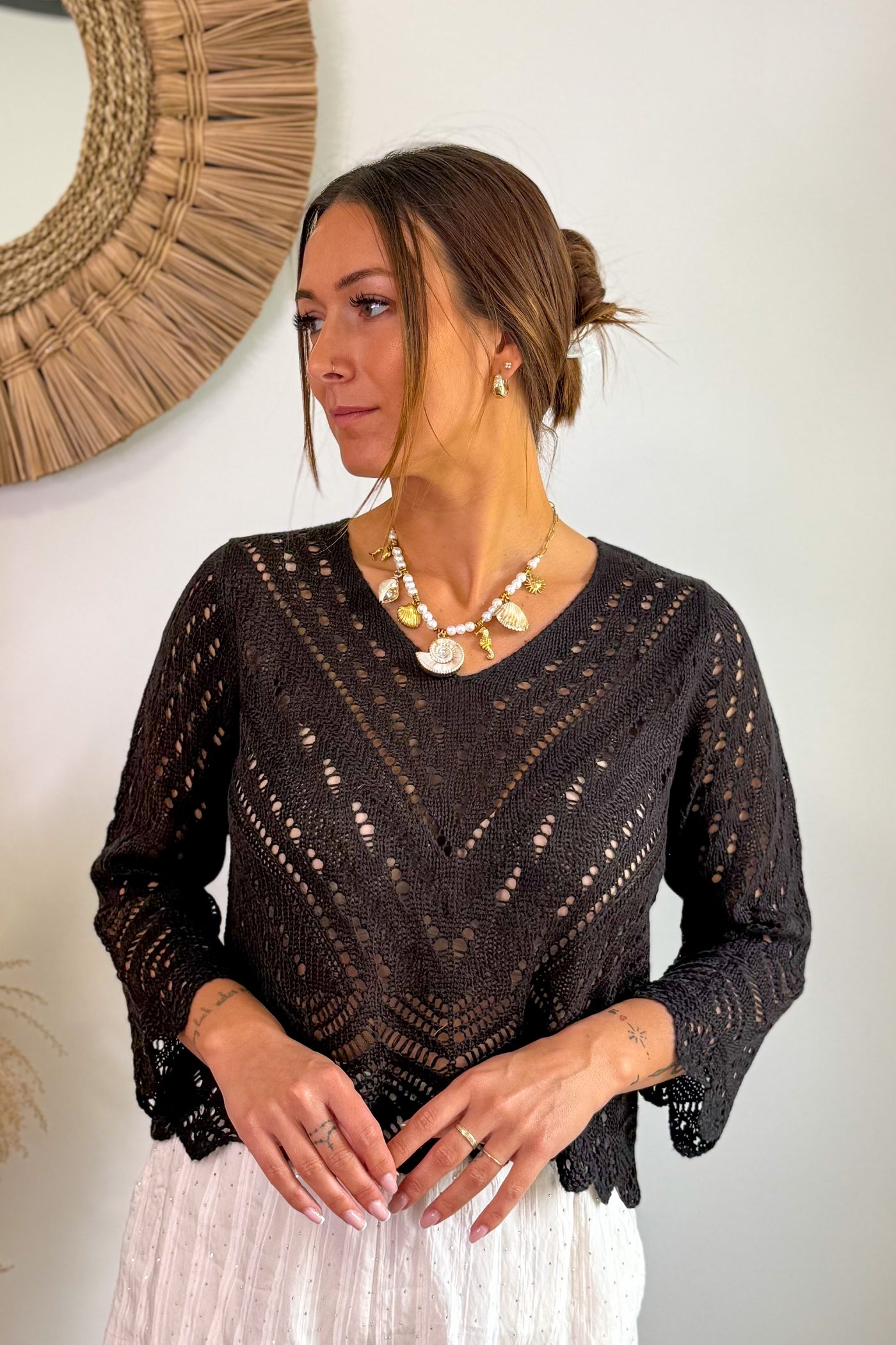Pull Sun Manches 3/4 Noir JDY (15095279321413)