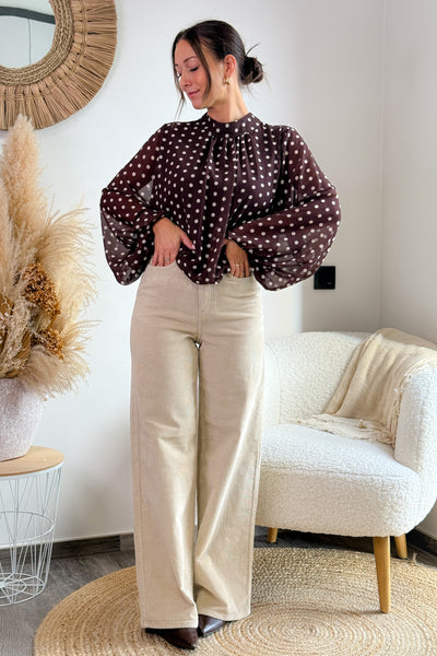 Blouse Heilie Choco (15264175522117) (15264186040645)