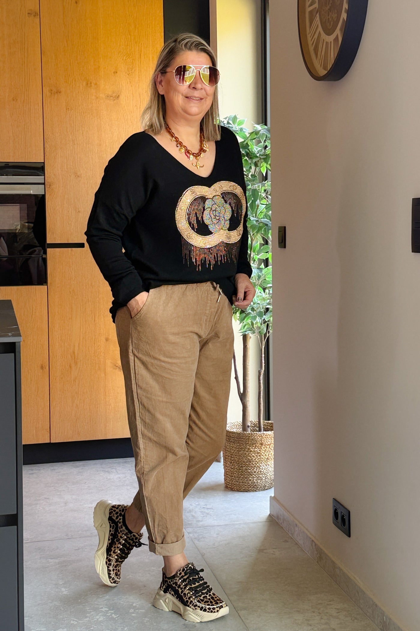 Pantalon En Velours Anne-Lou Camel GT