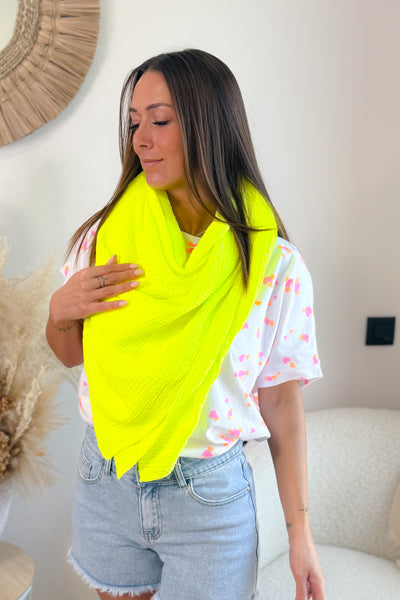 Foulard Prima Gaze de Coton Jaune Fluo (15017020719429)