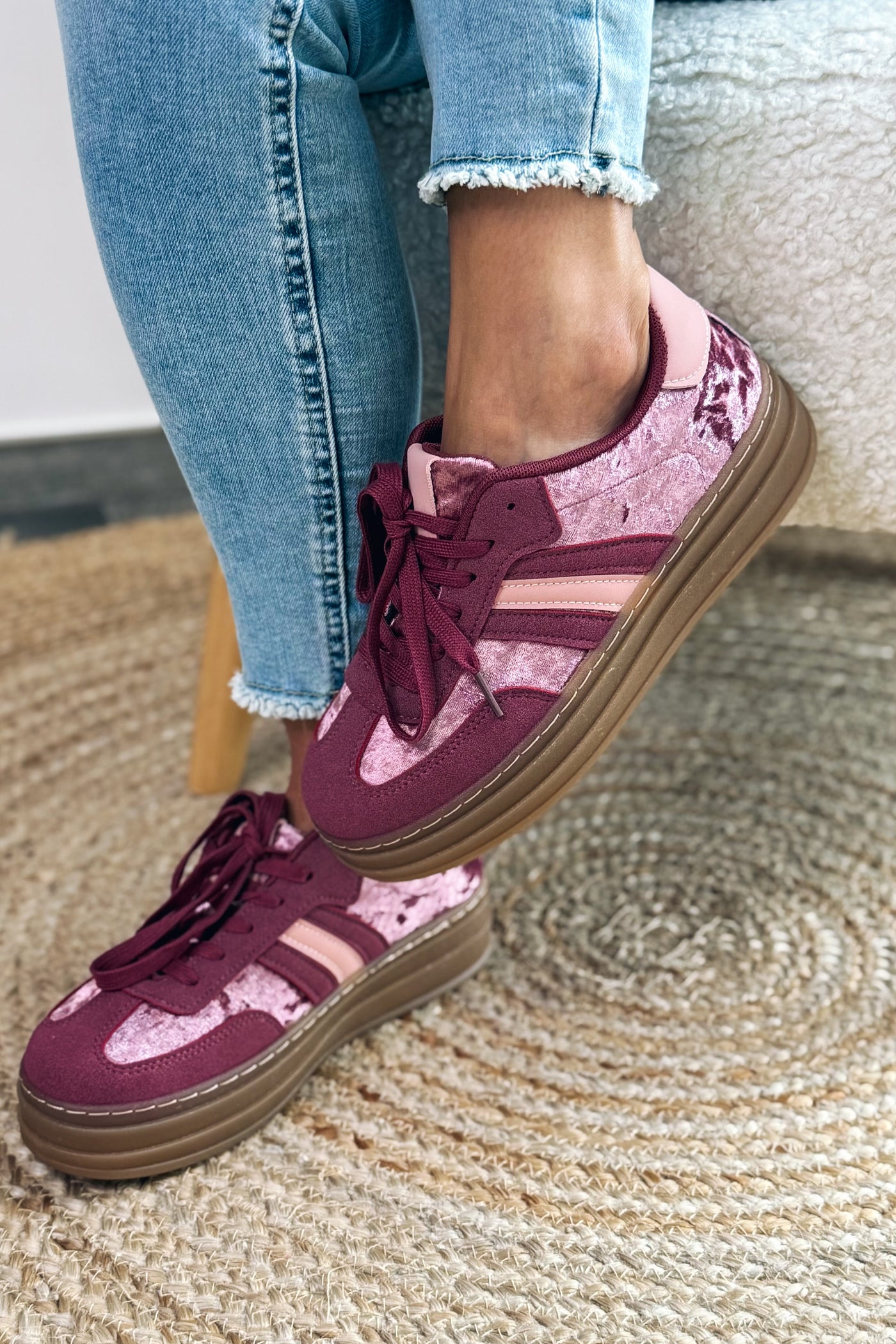 Basket Addax Bordeaux En Velours (15147755209029) (15147777524037)
