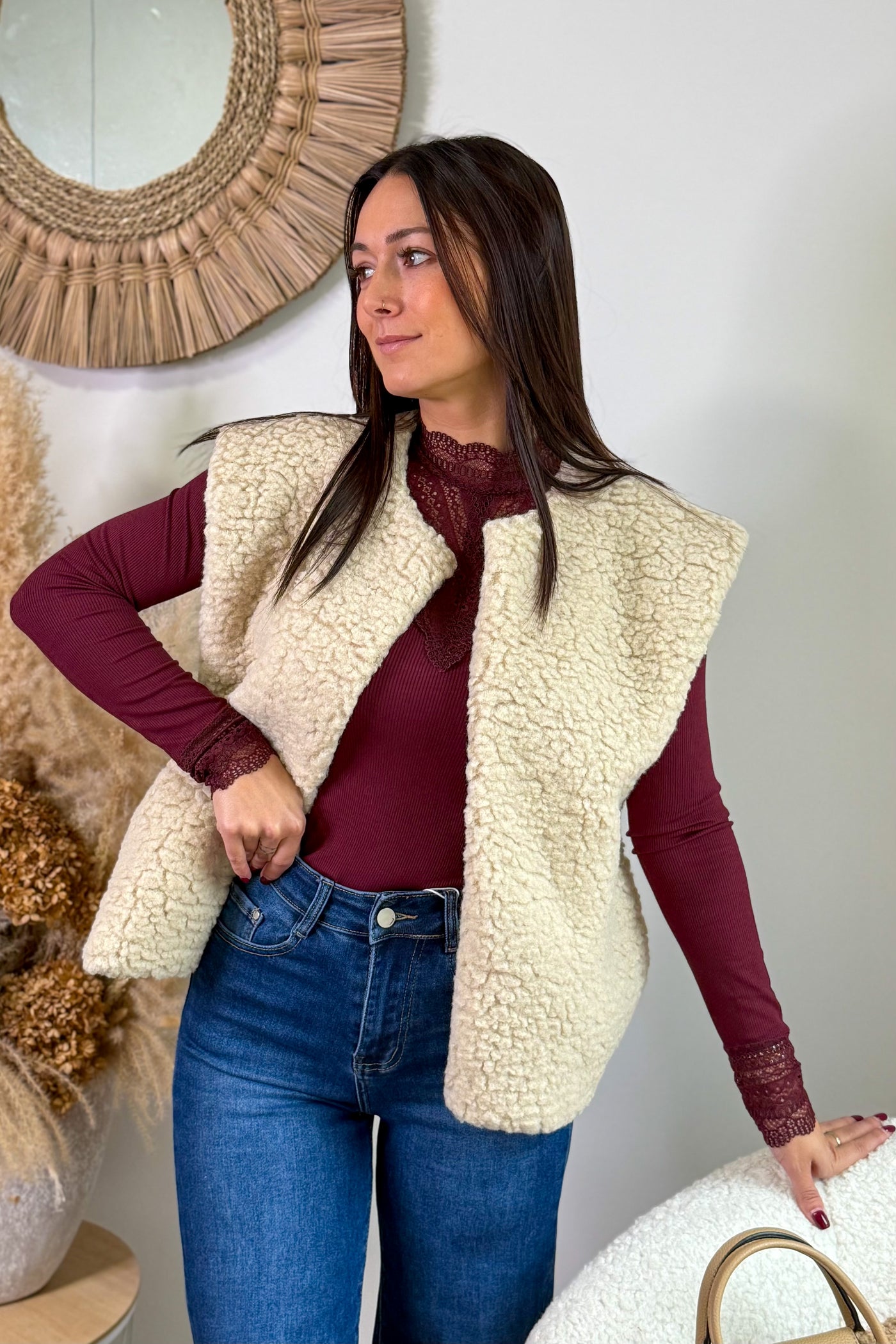 Gilet Teddy Nadina Beige