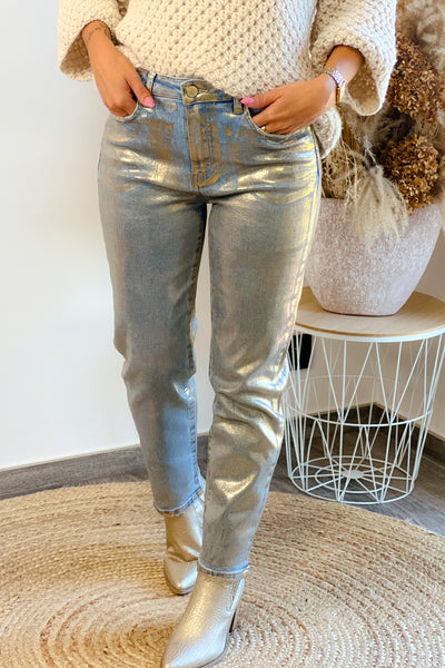 Jeans Mom Fit Metallic effect Doré (8703426756933)