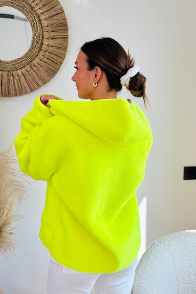 Gilet Teddy Giselyne Jaune Fluo Manches Longues Avec Capuche (15095113974085)