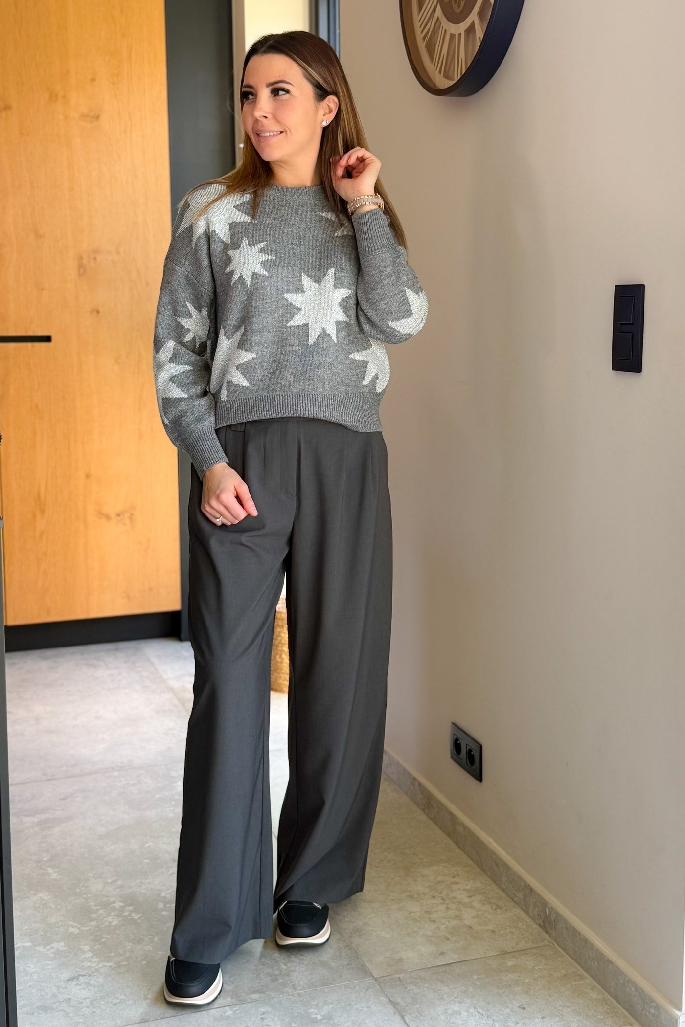 Pantalon Lila Gris Lurex ONLY