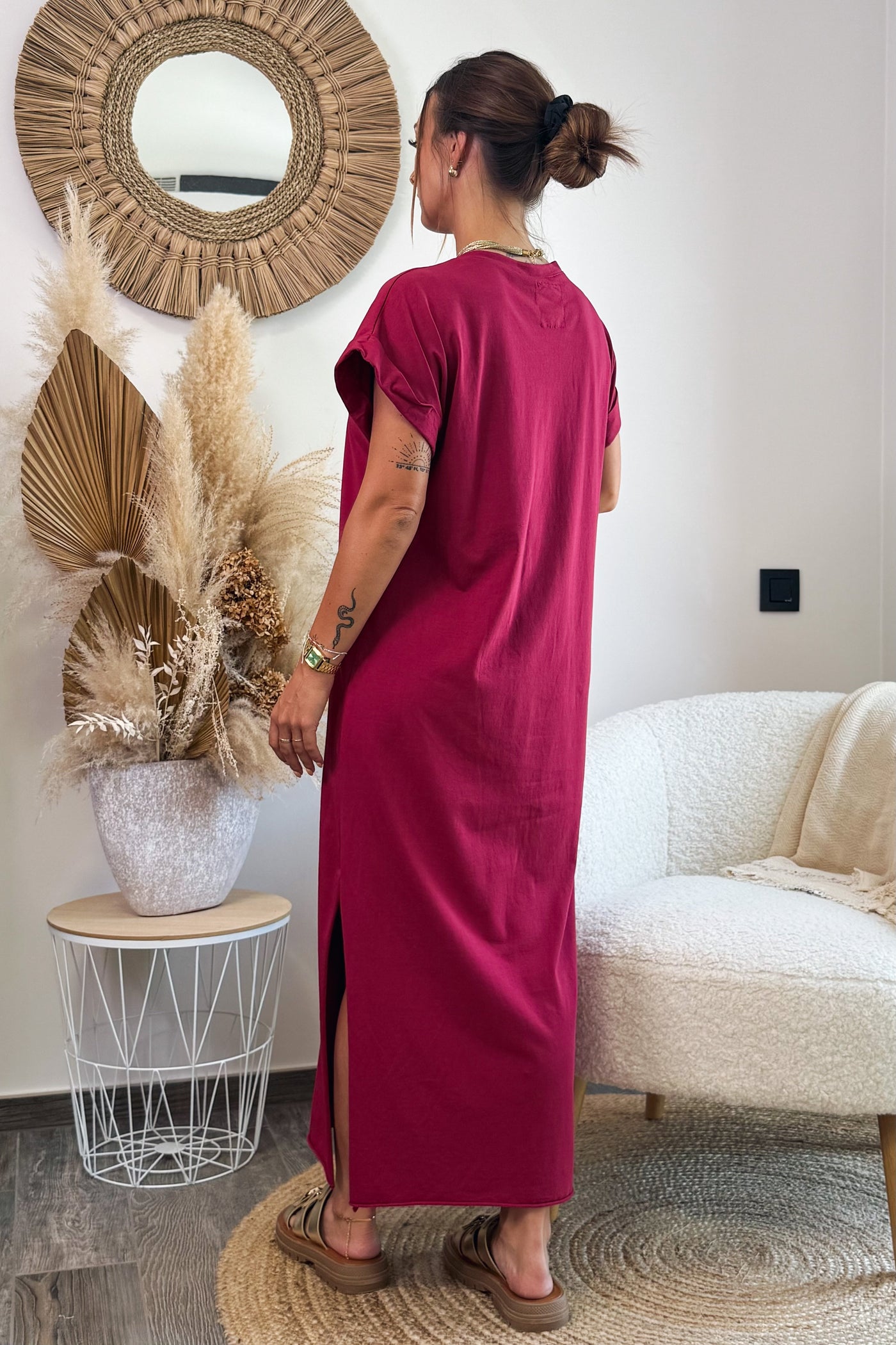 Longue Robe T-shirt Marike Bordeaux (15198262264133)