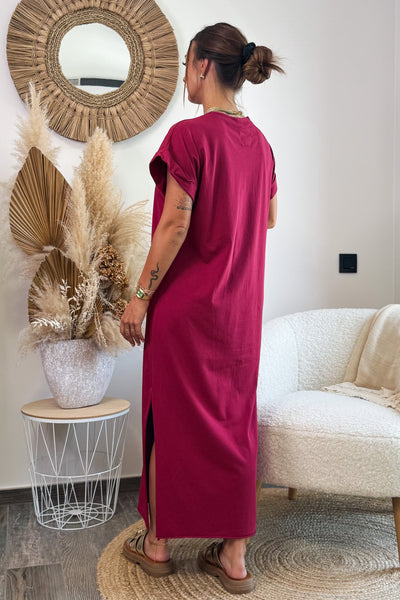 Longue Robe T-shirt Marike Bordeaux (15198262264133)