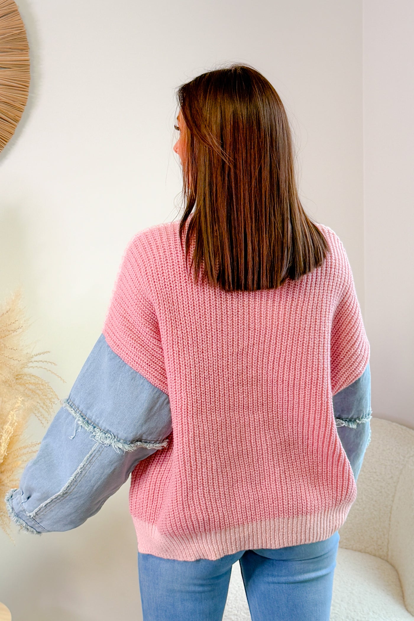 Pull Bi-Matières Marinette Rose (14843817951557)