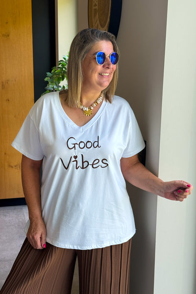 T-Shirt " Good Vibes" Choco GT (42/48) (15162277167429)