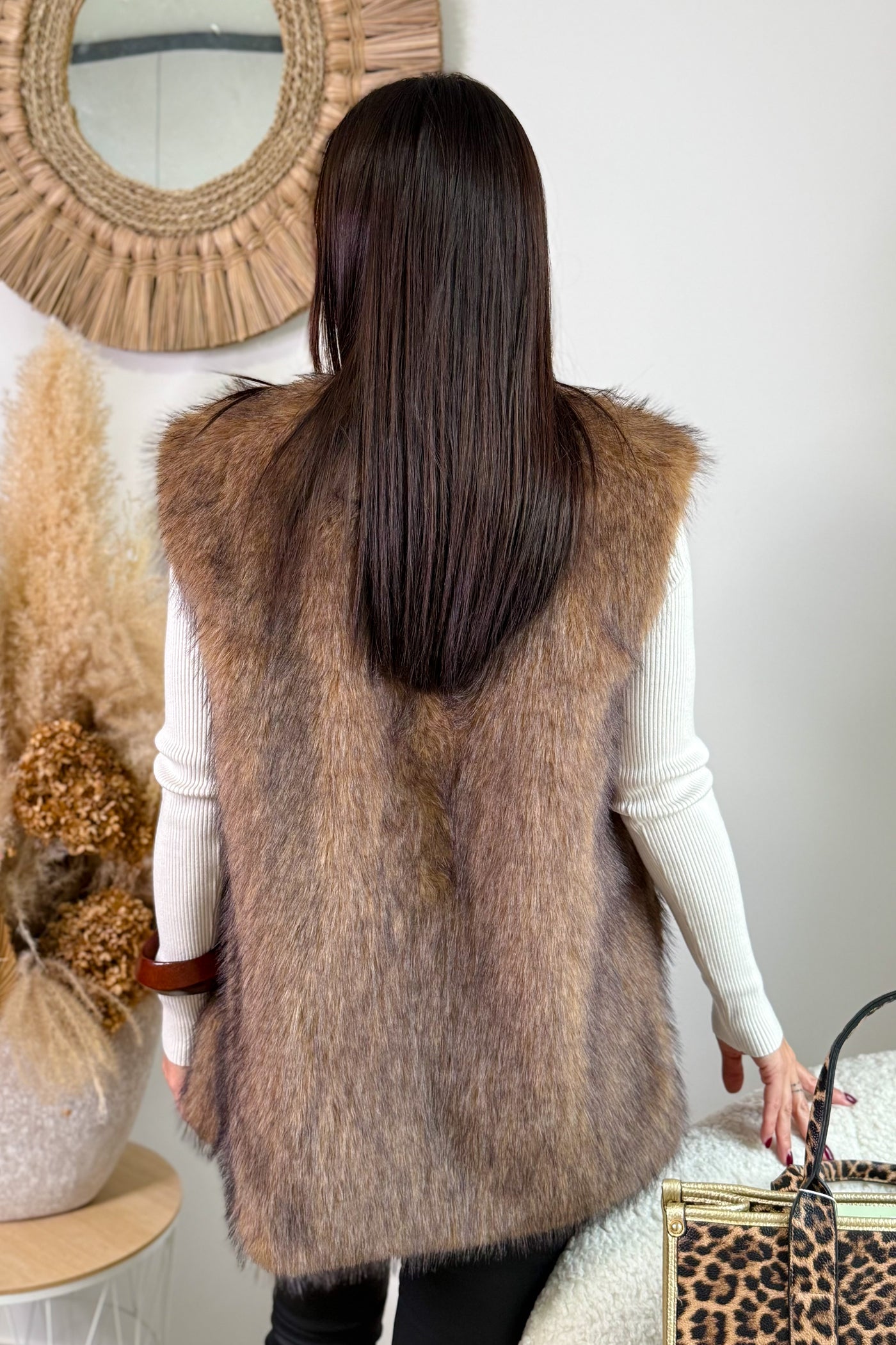 Gilet Fausse Fourrure Dawn Brun Only